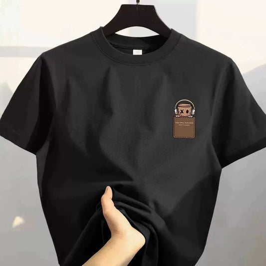 American Style Vintage Fashion Simple Design Print Cotton Men T Shirt