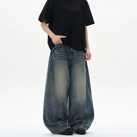 2025 Spring New Men's Jeans Oversized Wide Leg Pants Loose Vintage