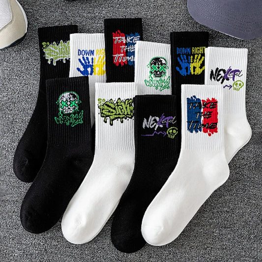 5/10 Pairs of High-Quality Couple's Fashionable Sports Socks With