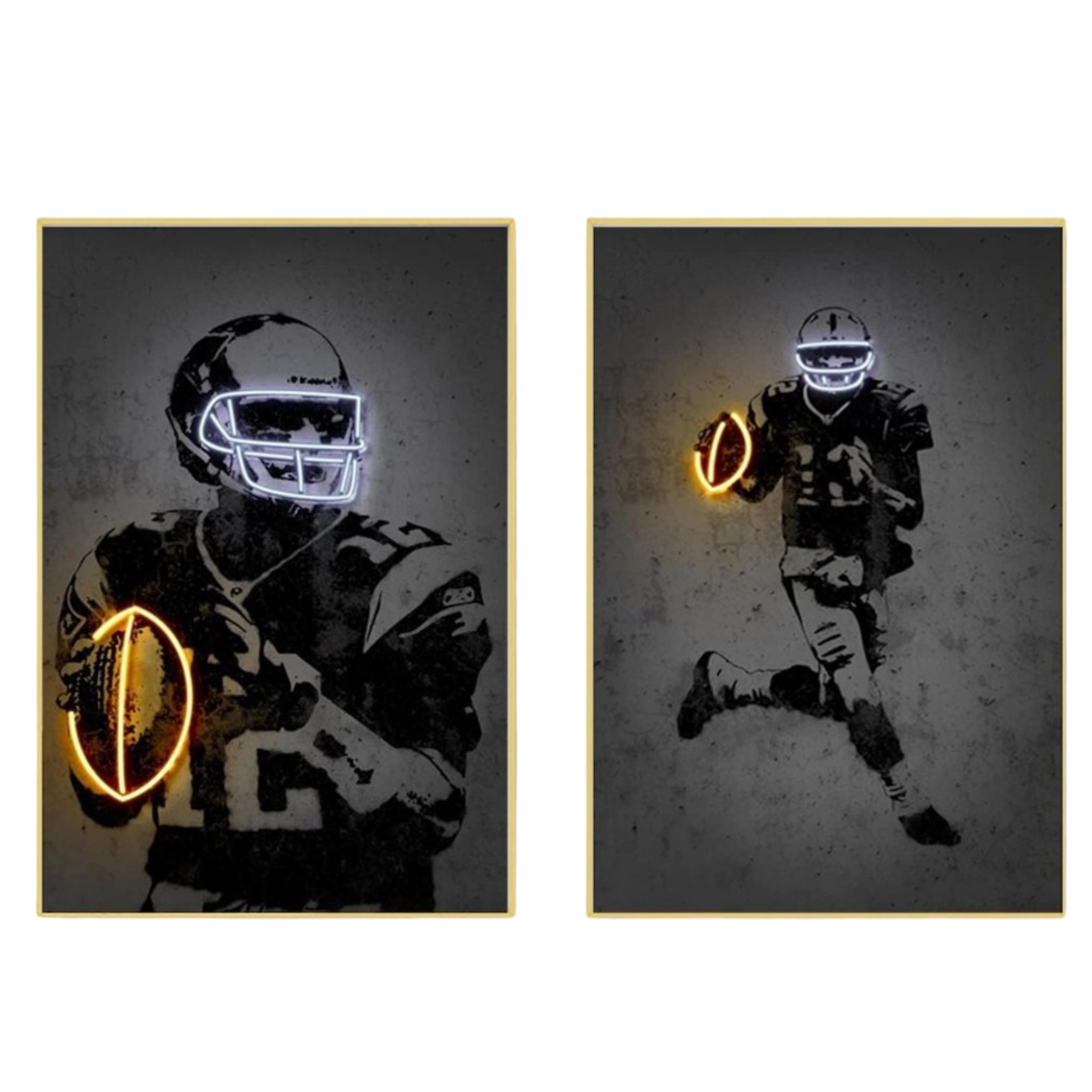 Poster Football Spieler mit Neon leuchtenden Ball und Helm als Deko Print ohne Rahmen-0