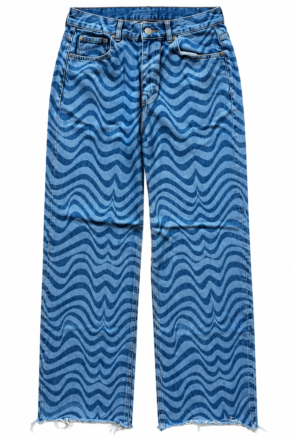 Spodnie jeans szerokie we wzór