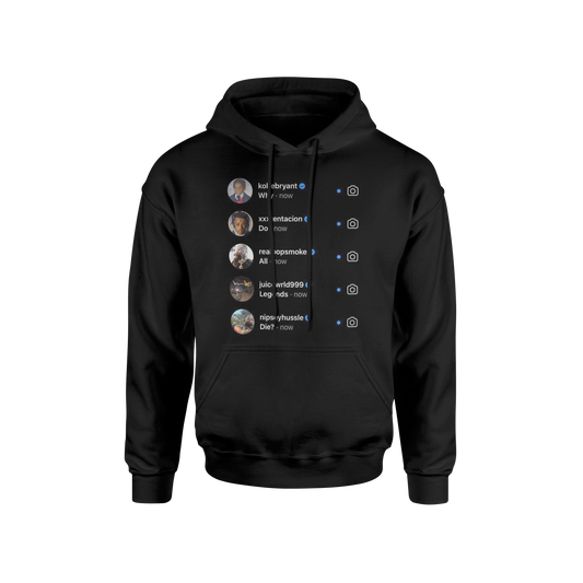 "Why do all legends die?" black hoodie