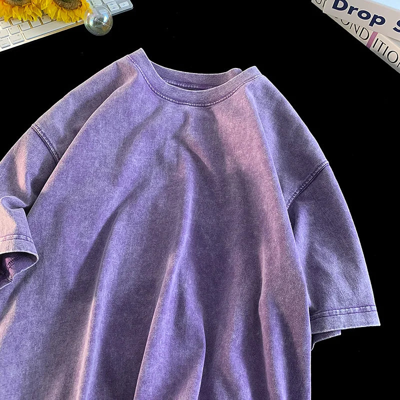 Quality Oversized Acid Washed Y2K T Shirt men Vintage T-shirts