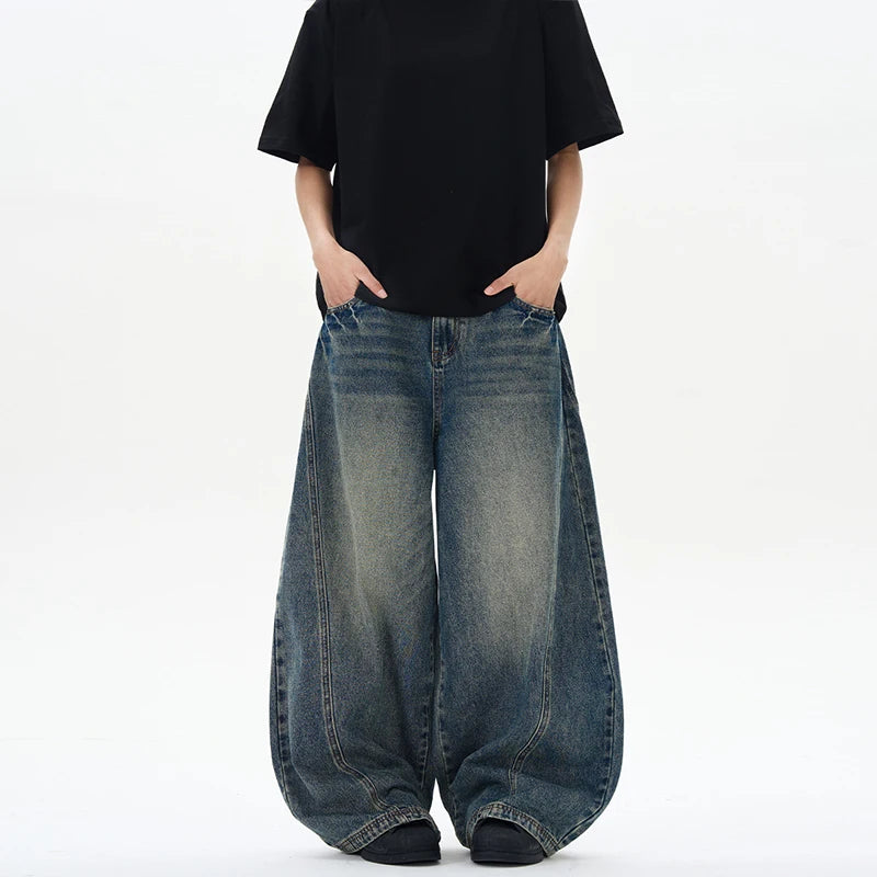 2025 Spring New Men's Jeans Oversized Wide Leg Pants Loose Vintage