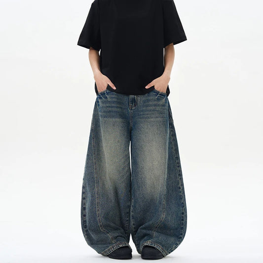 2025 Spring New Men's Jeans Oversized Wide Leg Pants Loose Vintage