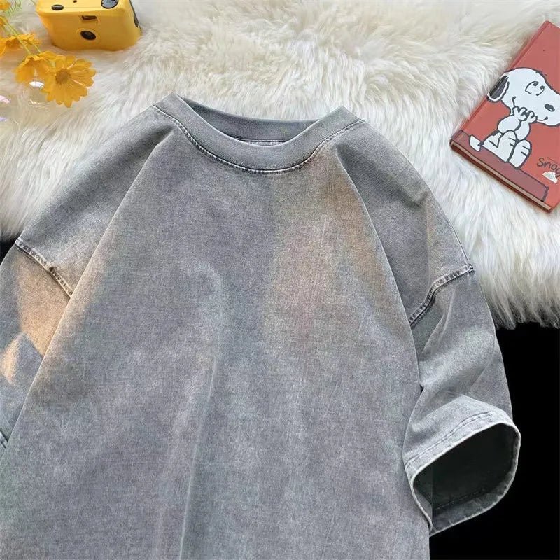 Quality Oversized Acid Washed Y2K T Shirt men Vintage T-shirts