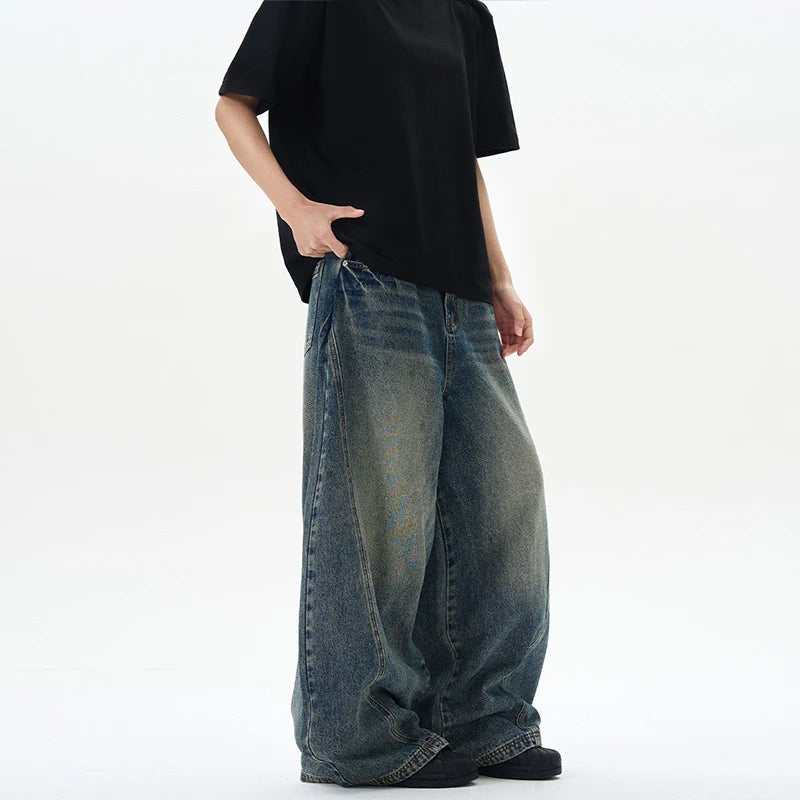 2025 Spring New Men's Jeans Oversized Wide Leg Pants Loose Vintage