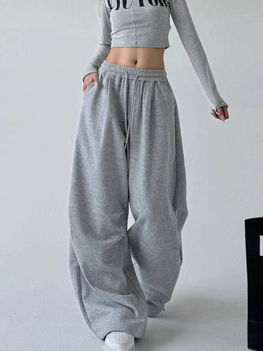 Y2K Harajuku Wide Leg Sweatpants Women Streetwear Baggy Oversize Gray