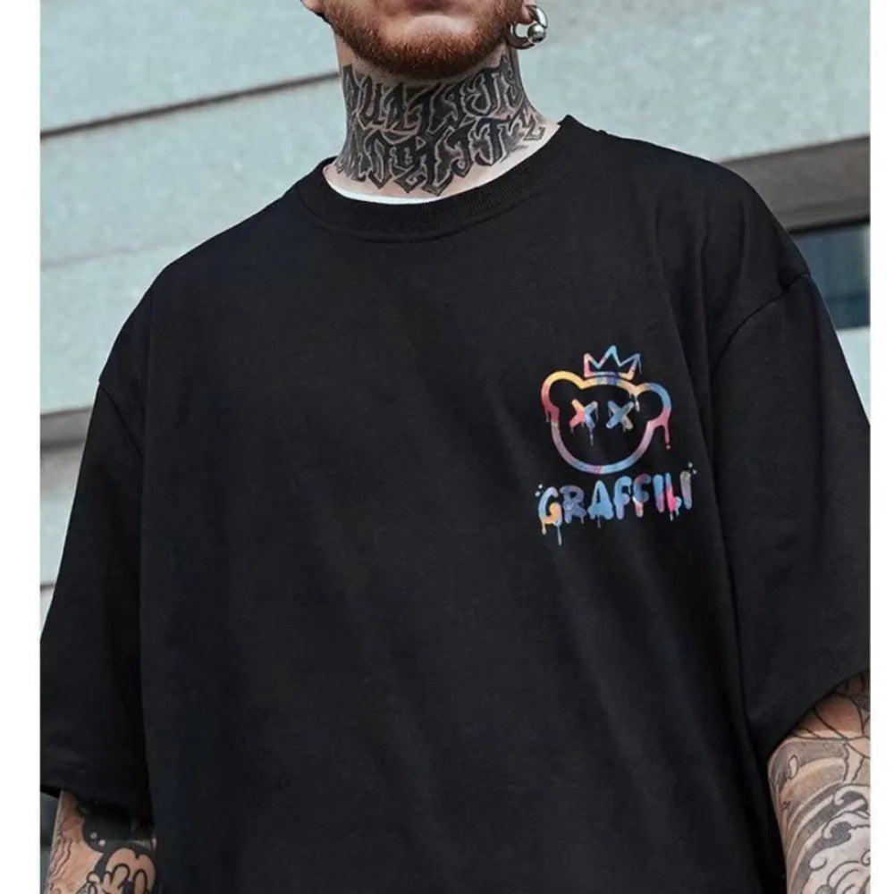M-8XL Oversized Tshirts New Korean T-shirt Loose Summer Enlarged Round
