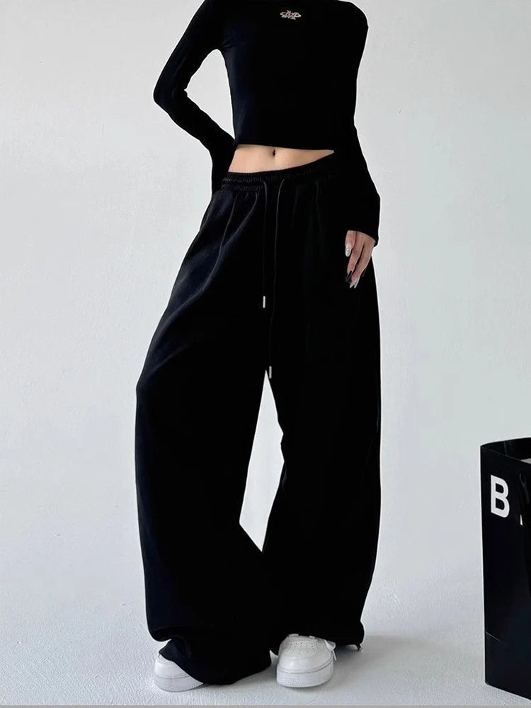 Y2K Harajuku Wide Leg Sweatpants Women Streetwear Baggy Oversize Gray