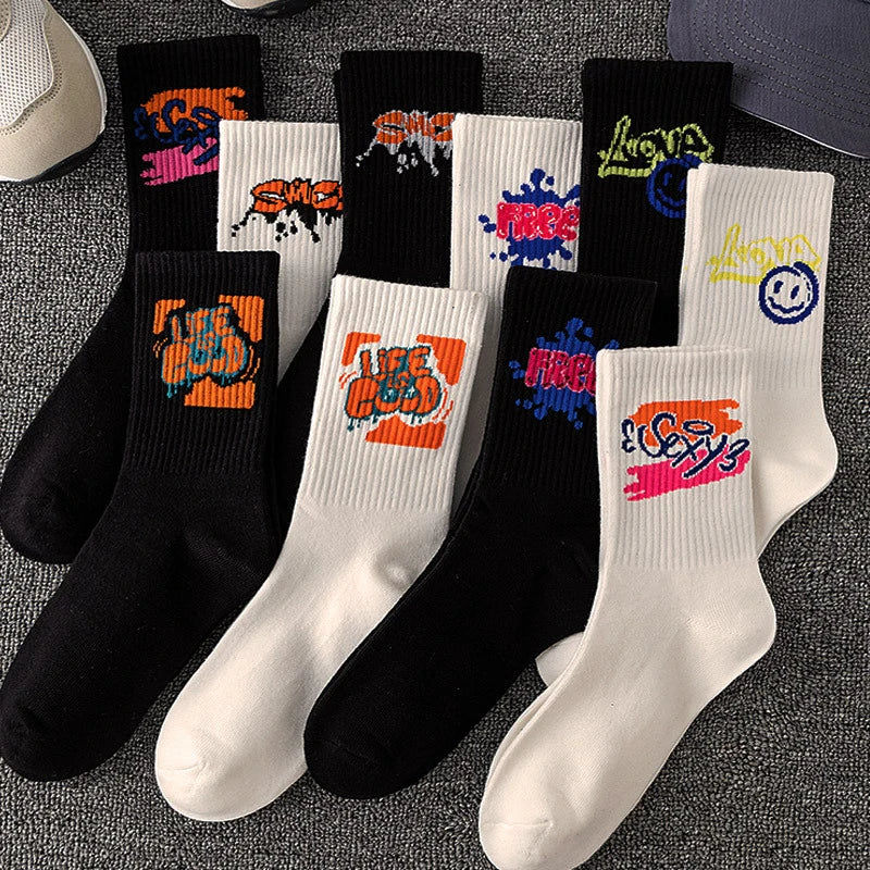 5/10 Pairs of High-Quality Couple's Fashionable Sports Socks With