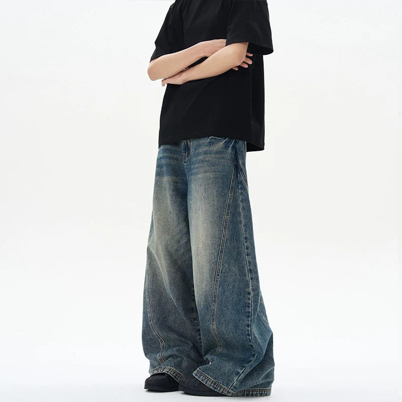 2025 Spring New Men's Jeans Oversized Wide Leg Pants Loose Vintage