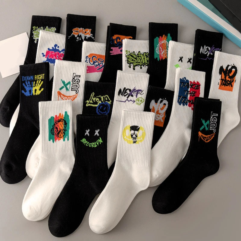 5/10 Pairs of High-Quality Couple's Fashionable Sports Socks With