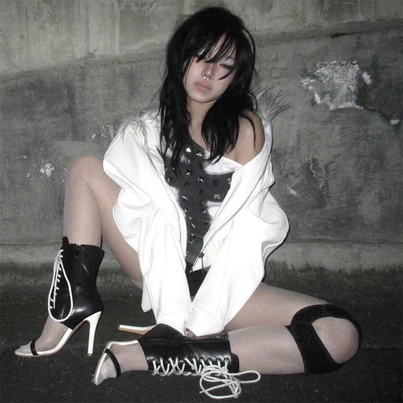 Karrcat Trashy Y2k Metal Cross Print T-shirt Grunge Aesthetics Off