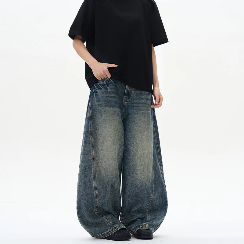 2025 Spring New Men's Jeans Oversized Wide Leg Pants Loose Vintage