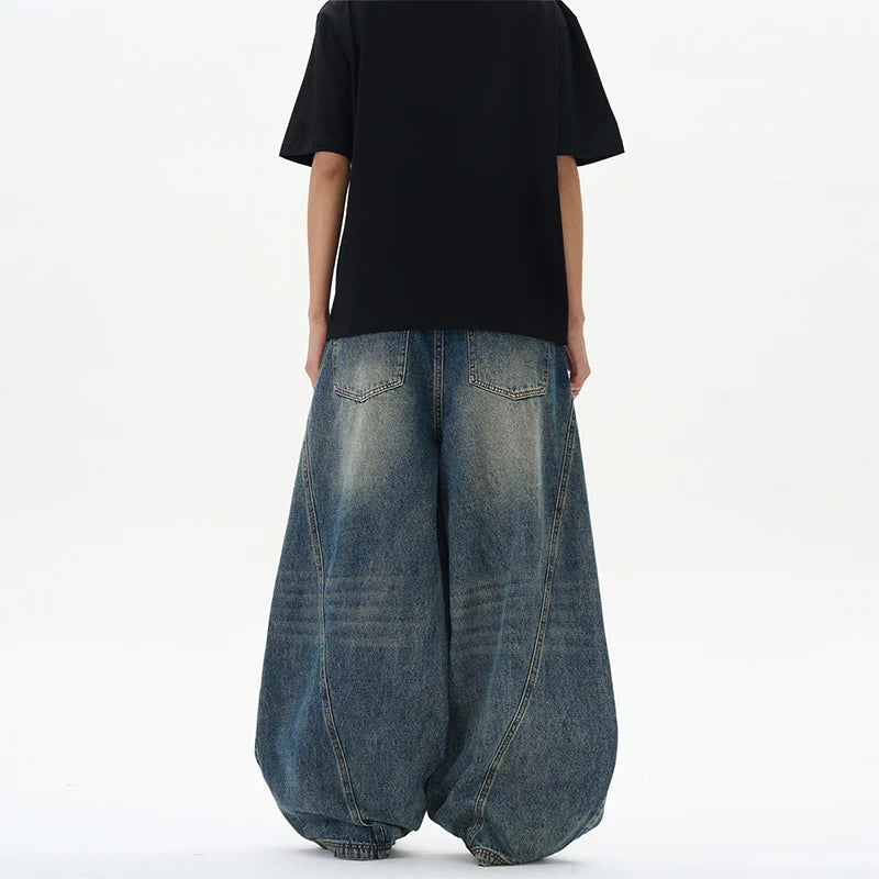2025 Spring New Men's Jeans Oversized Wide Leg Pants Loose Vintage