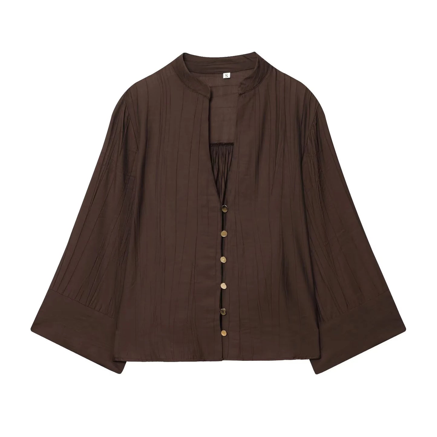 Autumn new women's loose and simple V-neck long sleeved shirt with