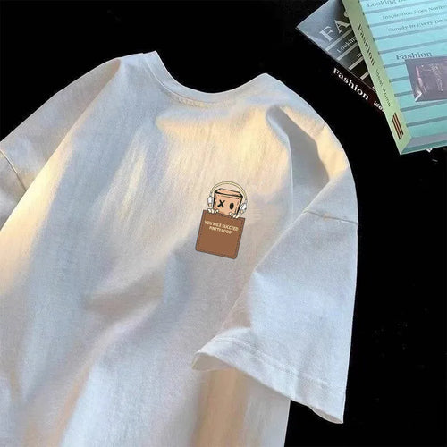 American Style Vintage Fashion Simple Design Print Cotton Men T Shirt