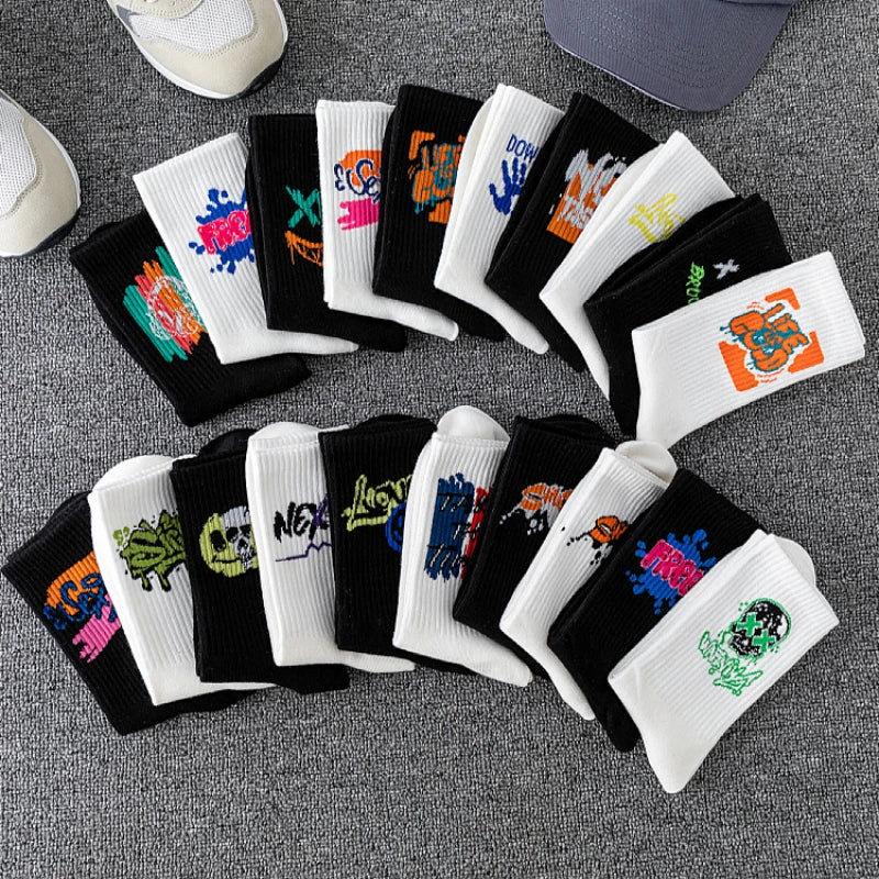 5/10 Pairs of High-Quality Couple's Fashionable Sports Socks With