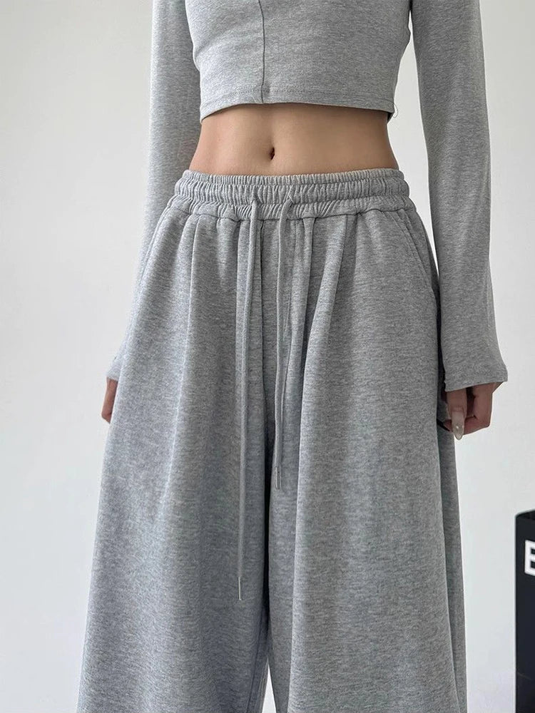 Y2K Harajuku Wide Leg Sweatpants Women Streetwear Baggy Oversize Gray