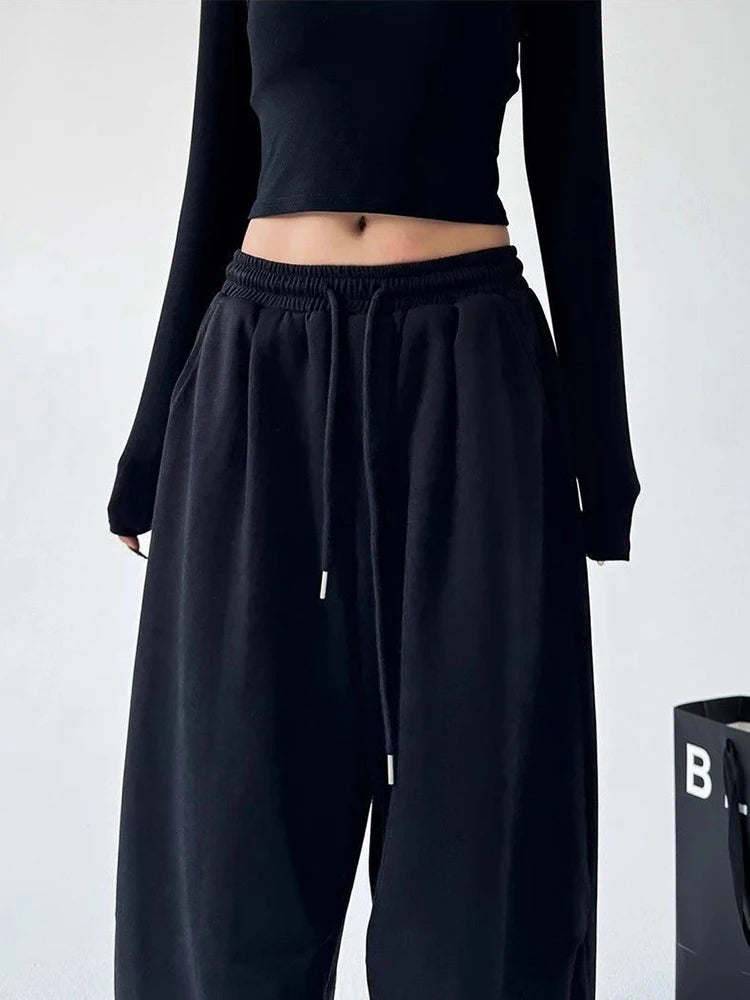 Y2K Harajuku Wide Leg Sweatpants Women Streetwear Baggy Oversize Gray