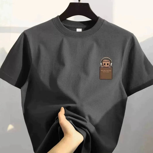 American Style Vintage Fashion Simple Design Print Cotton Men T Shirt
