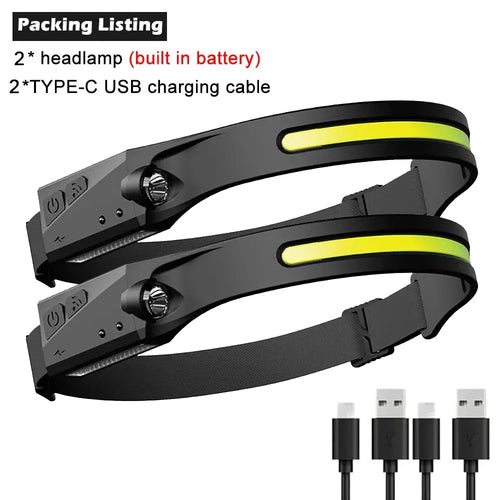1/2/3PCS LED Induction Headlamp Camping Search Light USB Rechargeable