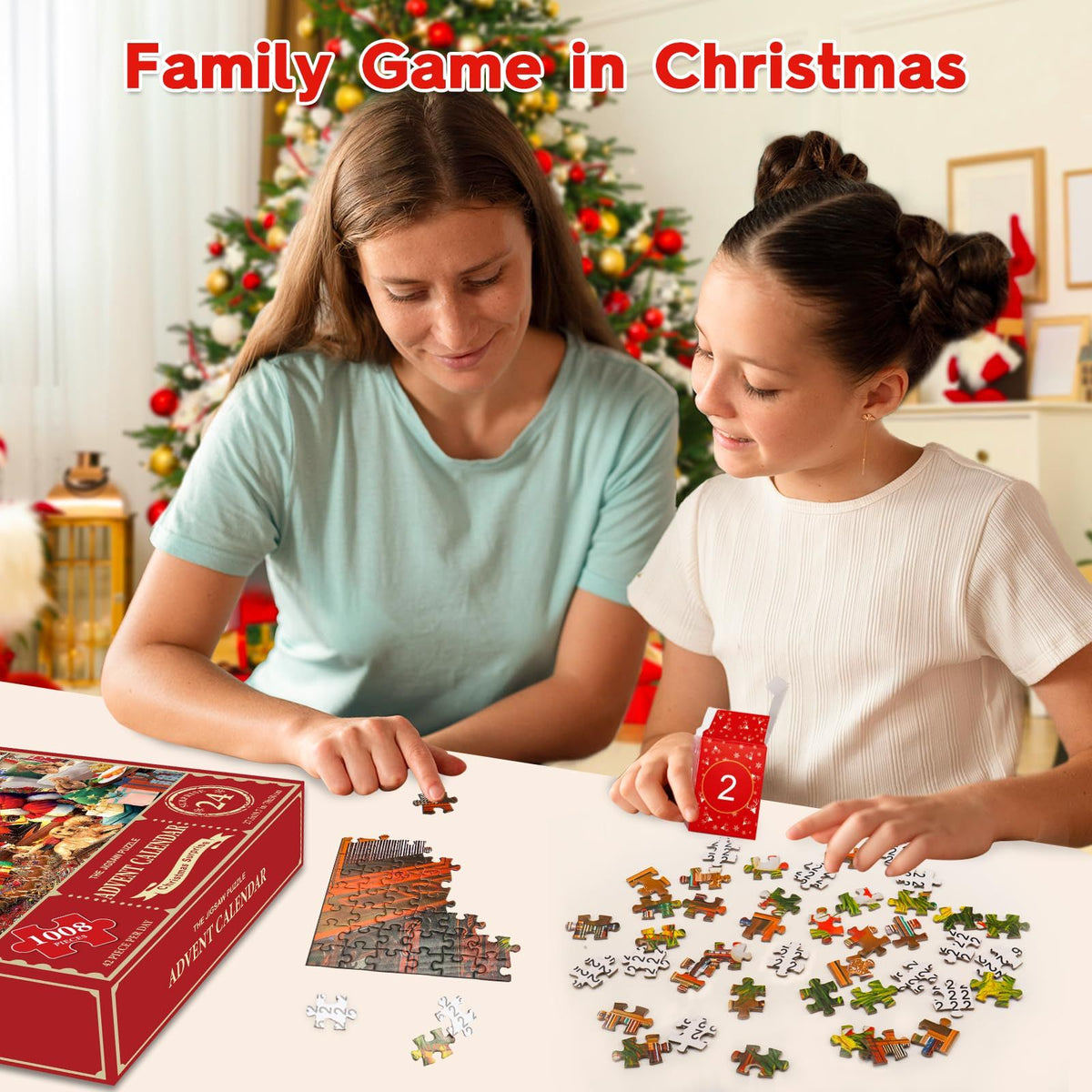 Christmas Holiday Advent Calendar, Puzzle Retro Educational Toys, Winter Holiday Puzzle Christmas Surprise Gift for Kids and Adults-3