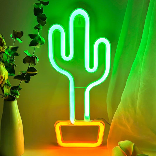 Neon Cactus Light Cactus Neon Sign, Cactus Wall Decor Lamp Cactus Neon Light Green Cactus LED Signs USB/Battery-0