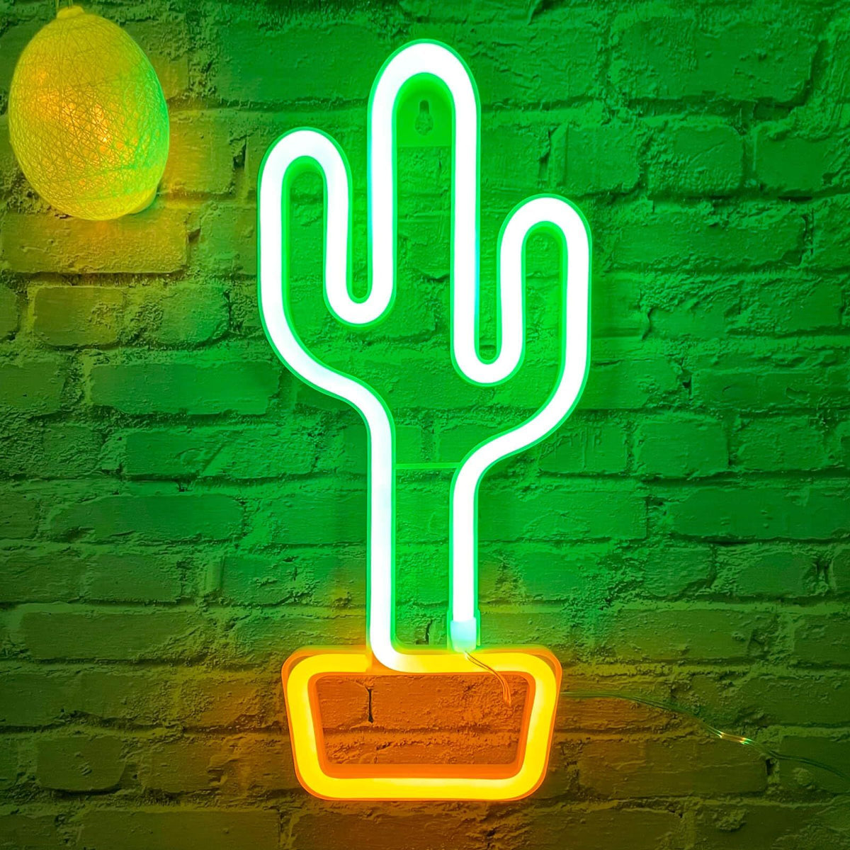 Neon Cactus Light Cactus Neon Sign, Cactus Wall Decor Lamp Cactus Neon Light Green Cactus LED Signs USB/Battery-2