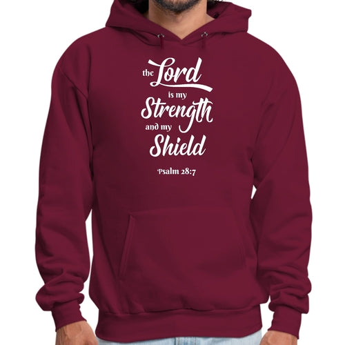 Mens Graphic Hoodie the Lord is my Strength and my Shield White Print