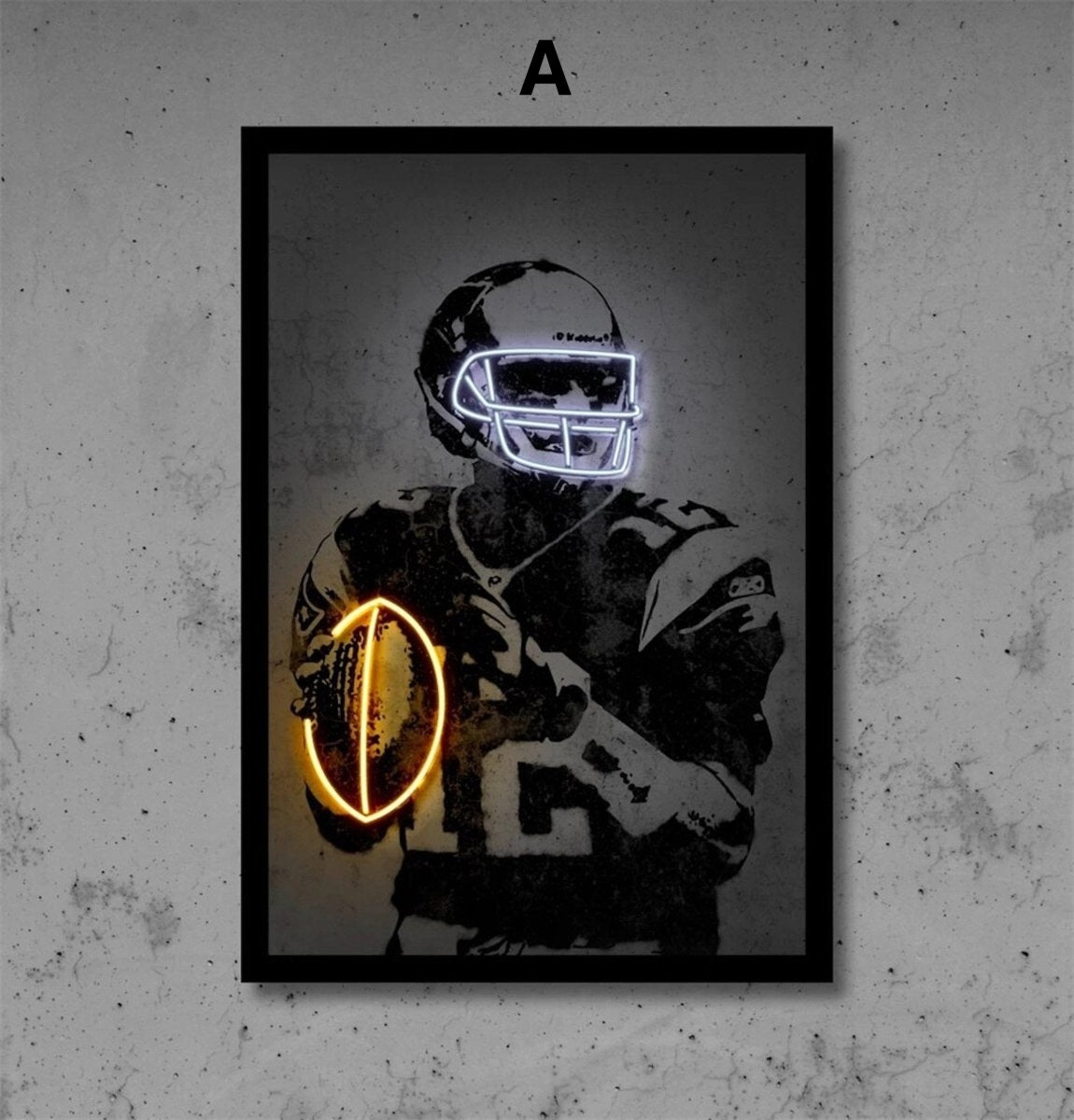 Poster Football Spieler mit Neon leuchtenden Ball und Helm als Deko Print ohne Rahmen-5