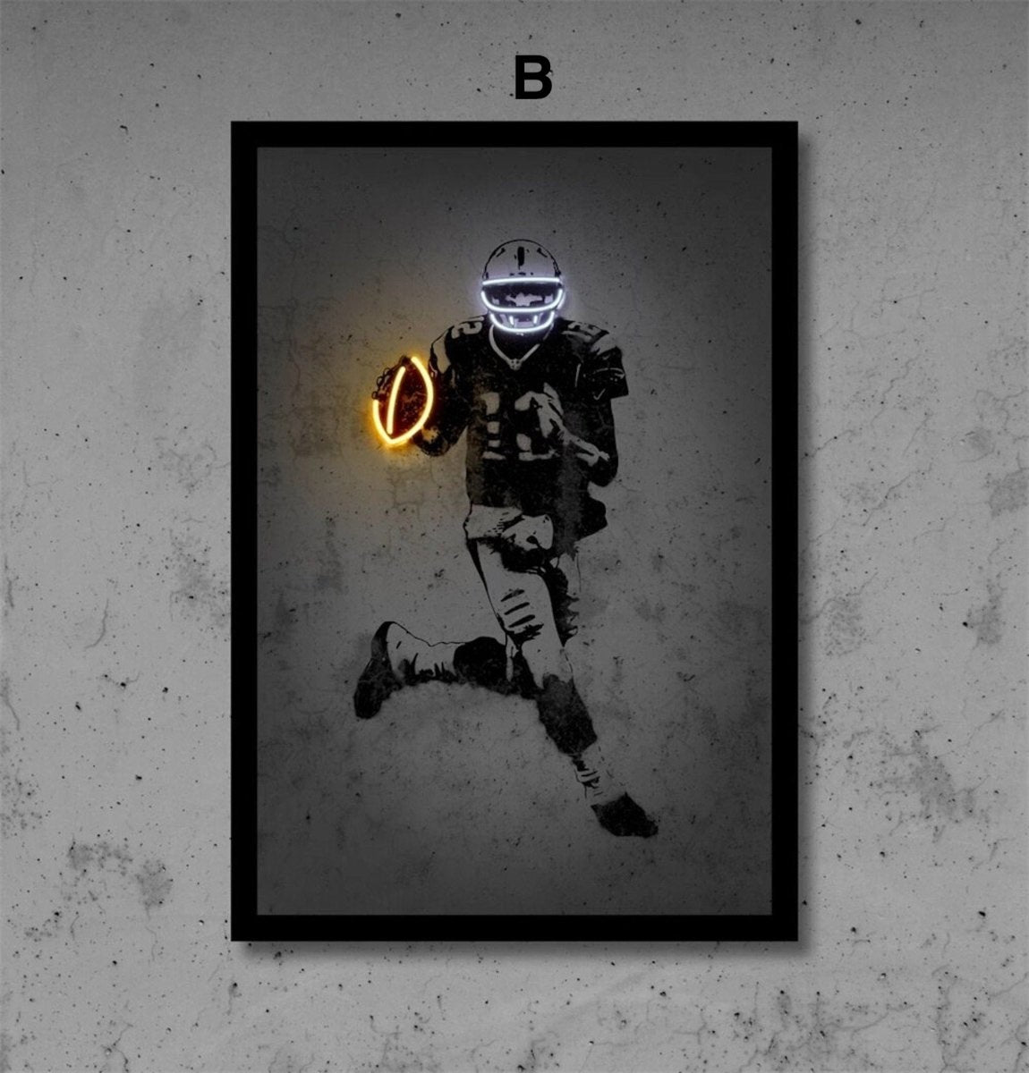 Poster Football Spieler mit Neon leuchtenden Ball und Helm als Deko Print ohne Rahmen-6